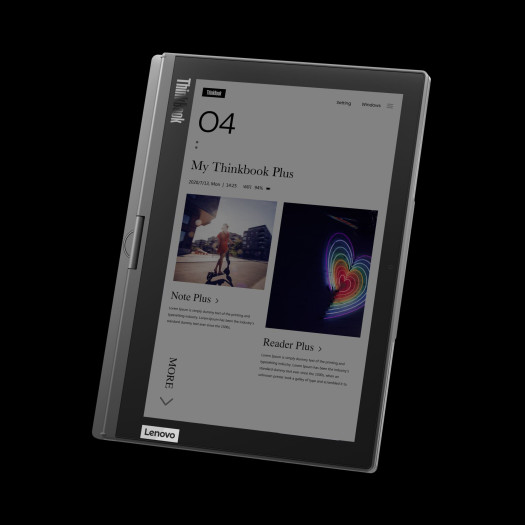 Der E-Paper-Bildschirm lässt sich umklappen. (Bild: Lenovo)